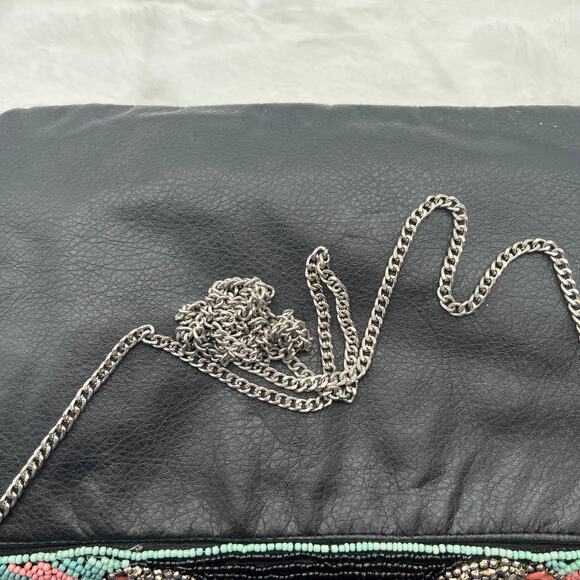 Atmosphere Beaded Boho Clutch Coral Turquoise Festival Bag Geometric Zip Sequins - Picture 10 of 10